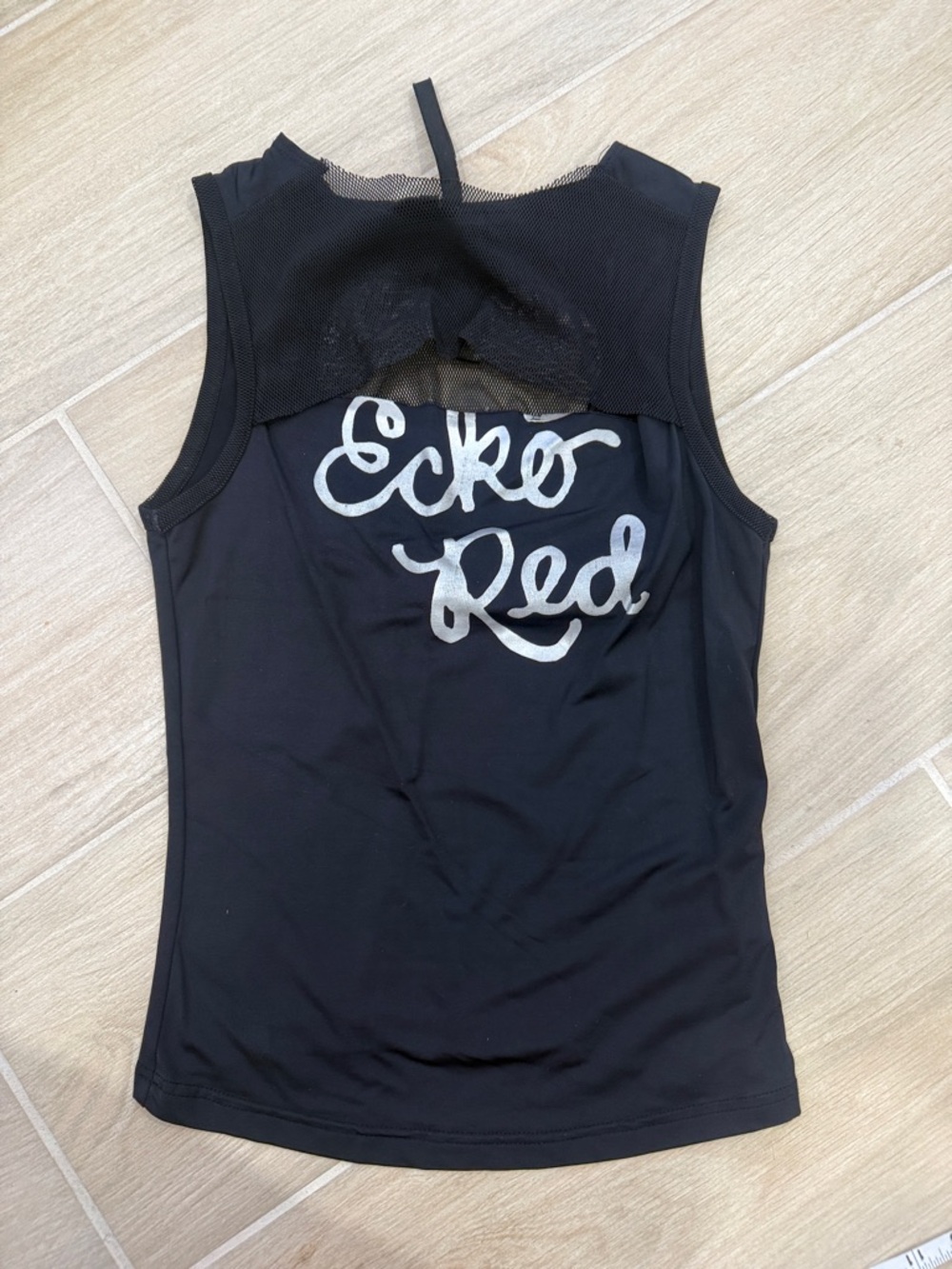 Ecko Unlimited Black Mesh-Back Tank with Silver Script Logo